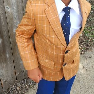 Kid's Suit and Pants set Tan, blue, purple Plaid Size 8